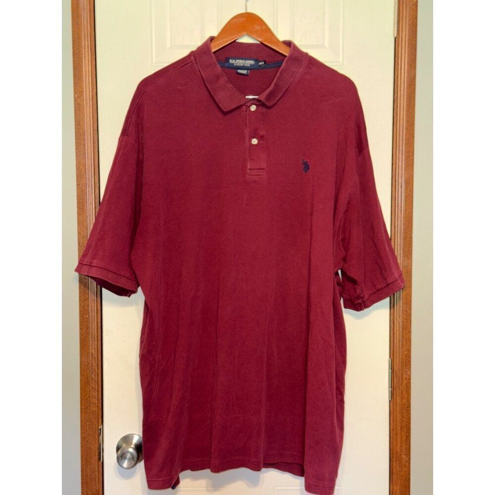 U.S. POLO ASSN Luxury Feel Maroon Short Sleeve Polo Shirt Size 3XLT (tall)